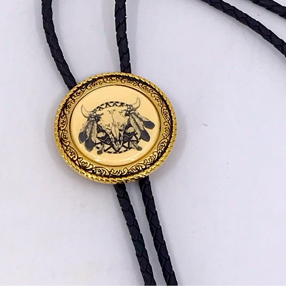 Vintage Barlow Buffalo Skull Bolo Tie – NIB – Western Cowboy Rockabilly - Picture 4 of 17